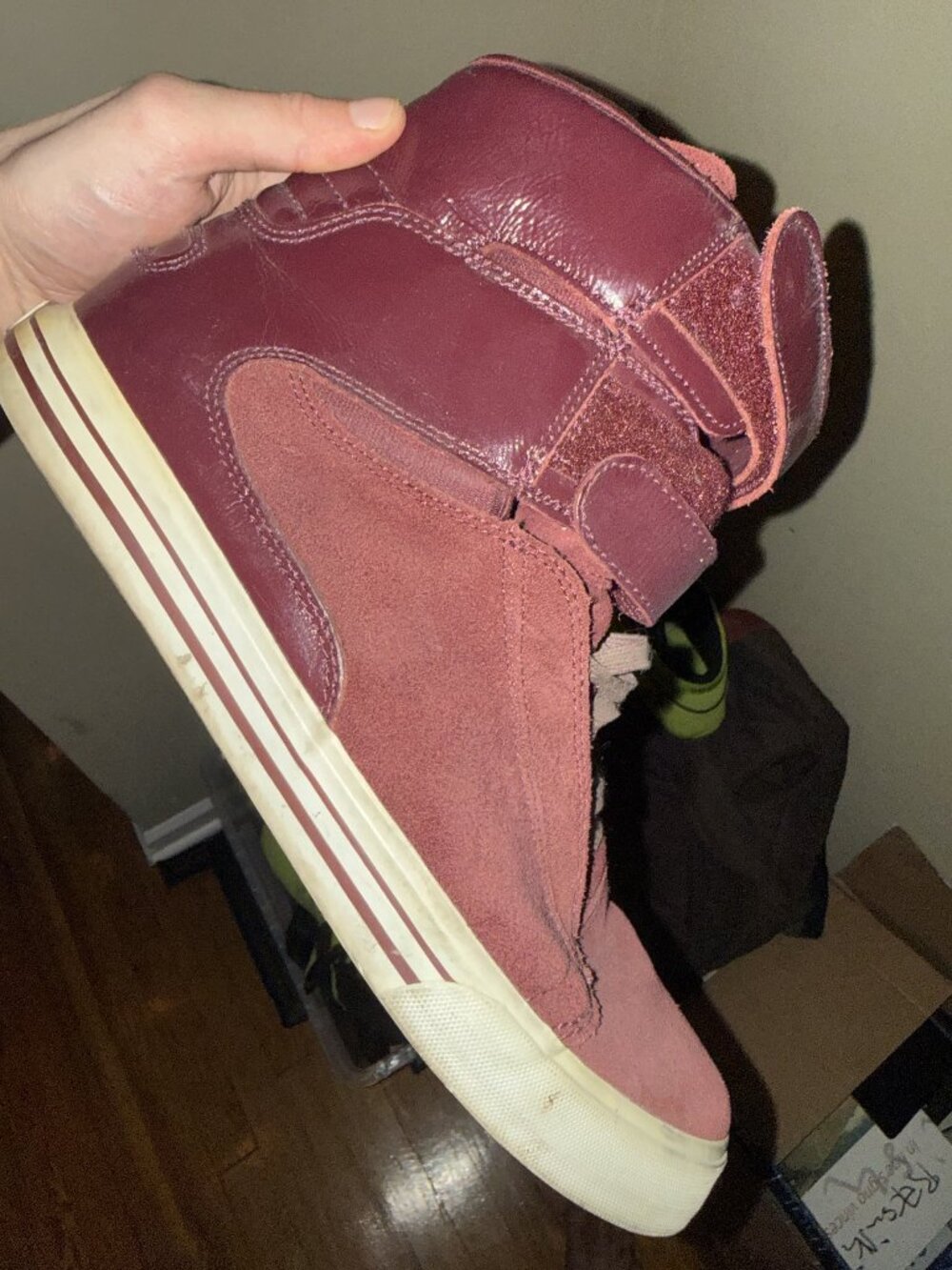Supra Burgundy High-Top Sneakers Pair, Men's 11